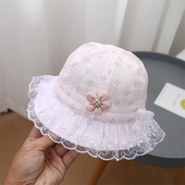 小月龄公主风超萌网纱出游洋气盆帽子 渔夫帽韩版 女宝宝春秋季 薄款