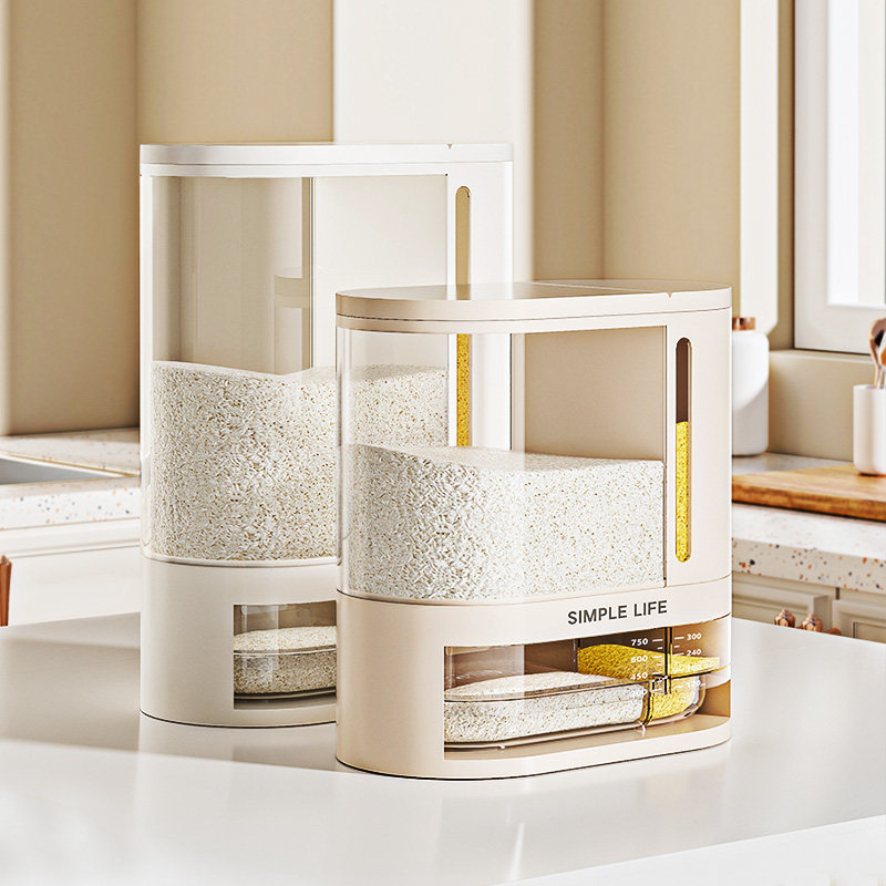 米桶一键按压出米抽屉式取米盒