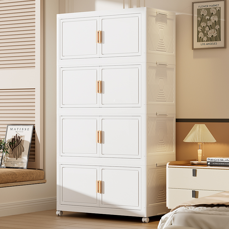 卧室多层收纳柜免安装磁吸双开门