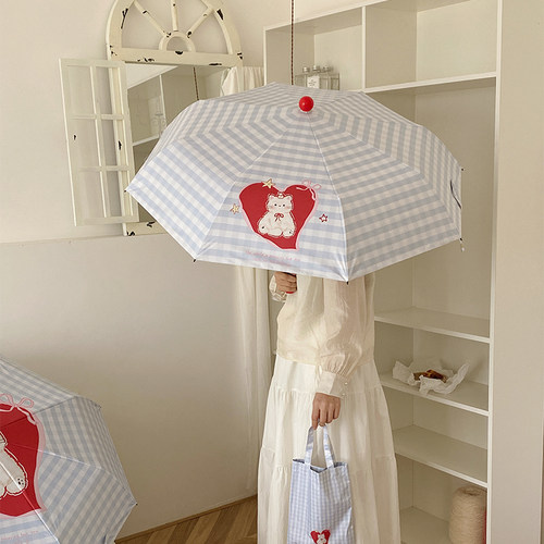 红靴子可爱卡通雨伞防晒防紫外线晴雨两用太阳伞便携折叠黑胶伞