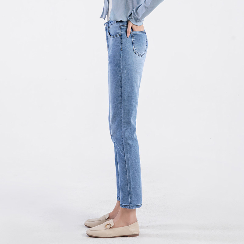 yishion以纯旗舰店正品牛仔裤女小个子高腰显瘦八九分裤2024春夏