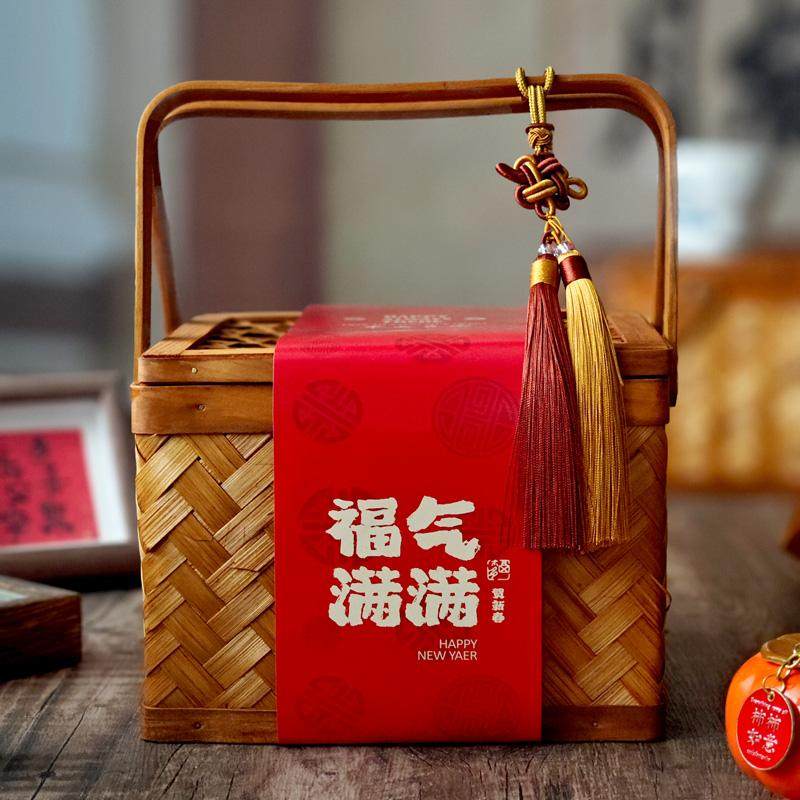 2026新年中式竹篮手提礼盒年货包装盒空盒创意饼干糖果坚果盒篮子,包装,年货礼品包装,淘宝优惠券,粉丝福利购,淘宝优惠卷
