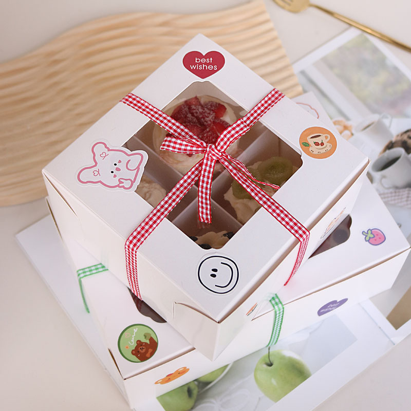 2/4/6宫格分隔甜品盒西点蛋糕打包盒慕斯泡芙盒子纸杯蛋糕包装盒