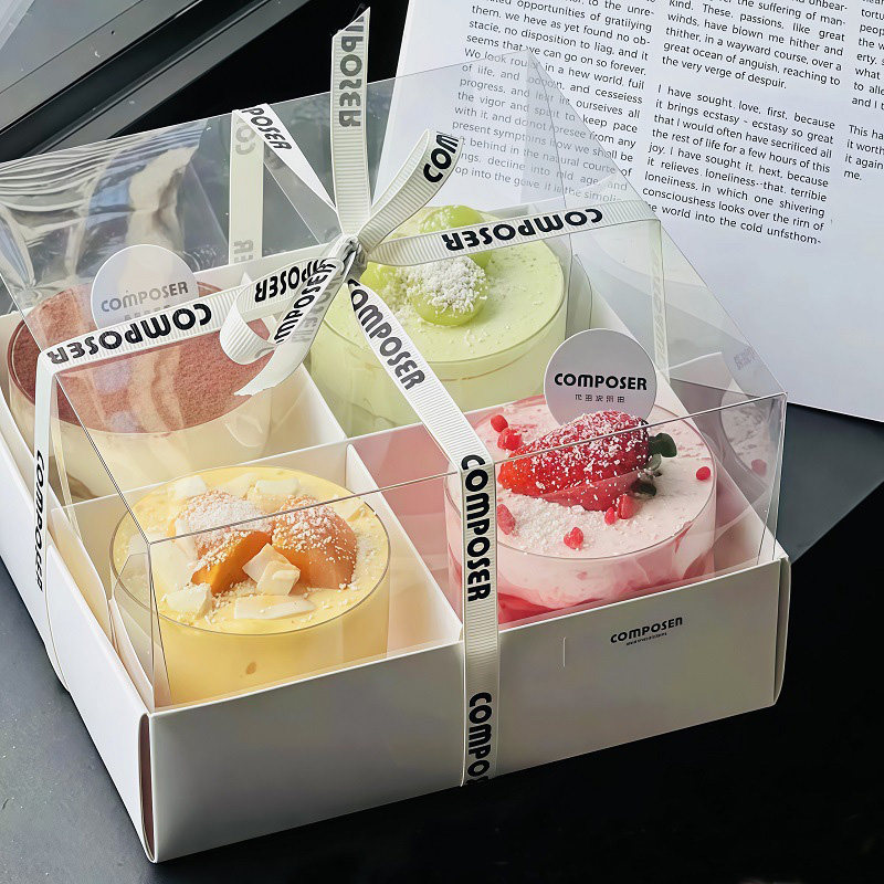 4粒6粒透明盖甜品打包盒九宫格蛋糕甜点慕斯泡芙包装盒组合西点盒
