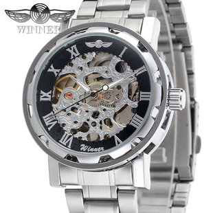 T-WINNER胜利者手表 钢带镂空罗马自动机械表男女士手表腕表