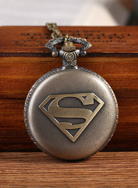 大号古铜色石英坏表复古S字图案怀表8034