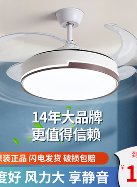 隐形风扇灯大风力吊扇灯现代简约卧室客厅餐厅电风扇吊灯家用变频