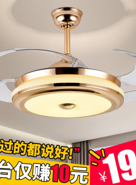 吊扇灯客厅 隐形风扇灯卧室餐厅现代简约家用带LED的伸缩风扇吊灯
