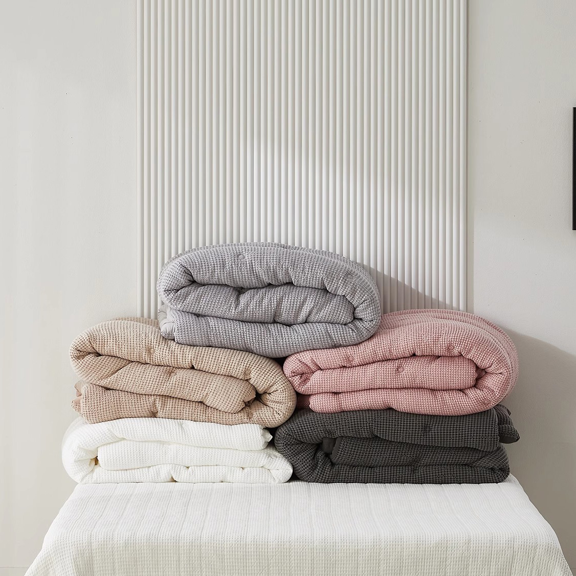 华夫格四季被棉保暖加厚一体被子