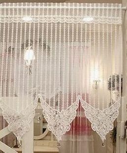 韩国进口正品 唯美日韩清新吊珠蕾丝半帘咖啡帘小窗帘 半遮光门帘