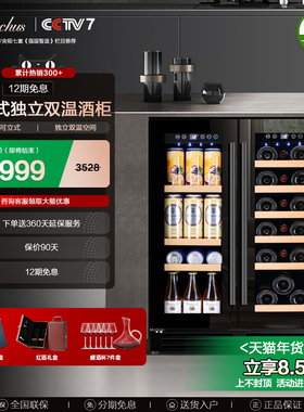 芭克斯YC-120恒温红酒柜家用客厅双温风冷冰吧饮料嵌入式双门对开