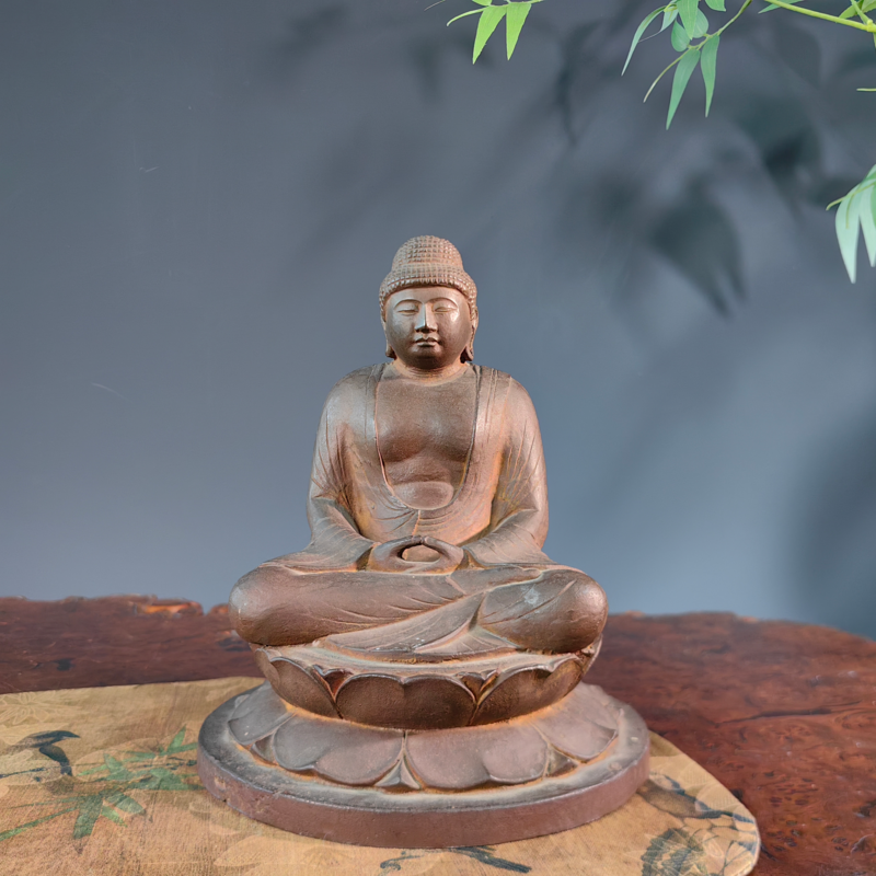 日本回流高岗铜器阿弥托佛坐像唐风禅意古典摆件家居艺术收藏包邮