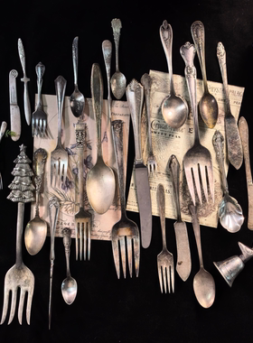 欧洲镀银vintage旧物主餐叉勺