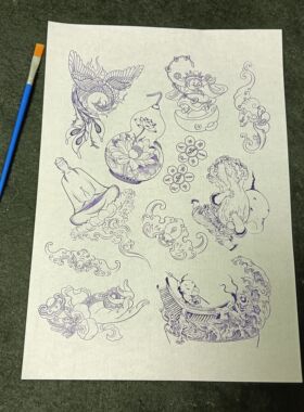 葫芦玉竹烙画烫画转印贴纸转印稿一张送一瓶十毫升转印油