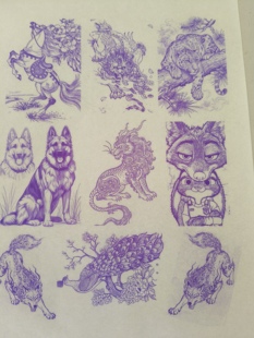 马葫芦烙画转印贴纸雕刻贴纸油葫芦烫画图案线条1张稿送1瓶转印油