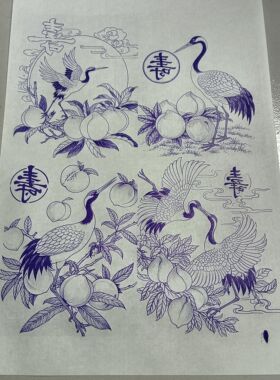仙鹤葫芦玉竹烙画烫画转印贴纸转印贴纸一张送一瓶十毫升转印油