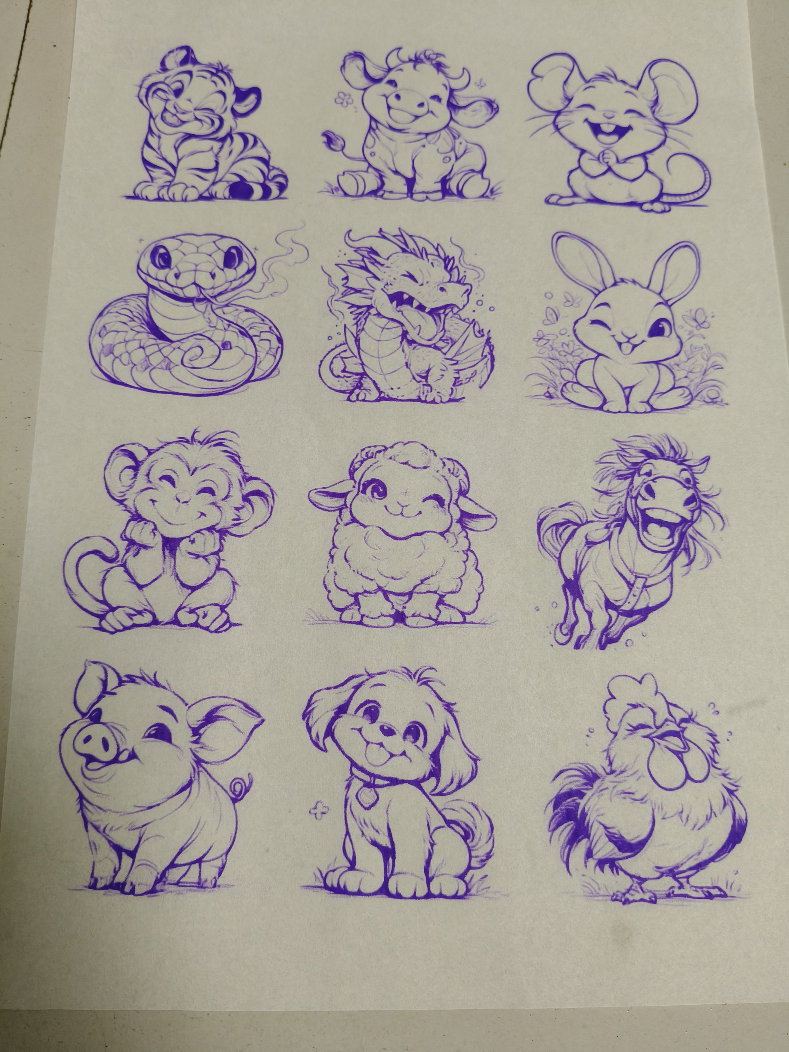 十二生肖玉竹烙画烫画转印贴纸拓印图送一瓶十毫升转印油,特色手工艺,剪纸,淘宝优惠券,粉丝福利购,淘宝优惠卷