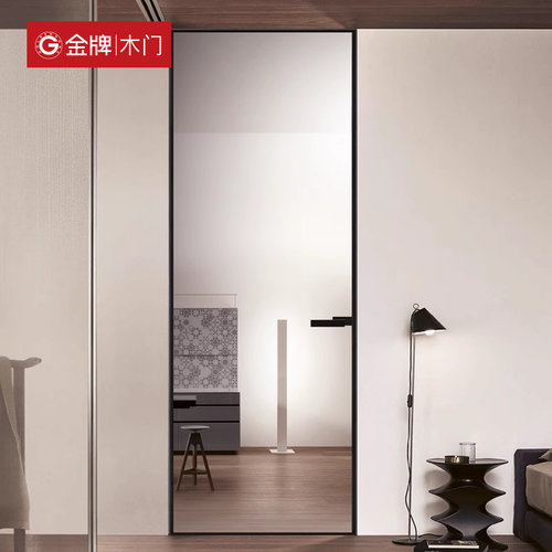 金牌极窄铝合金玻璃平开卫生间门