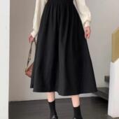 纯色半身裙休闲2025高腰简约学院风裙子中长款 夏日新款 女装 显瘦裙