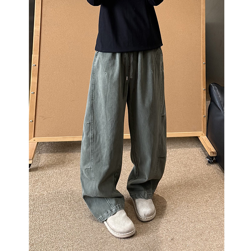 纯棉水洗工装裤男宽松直筒休闲裤图片