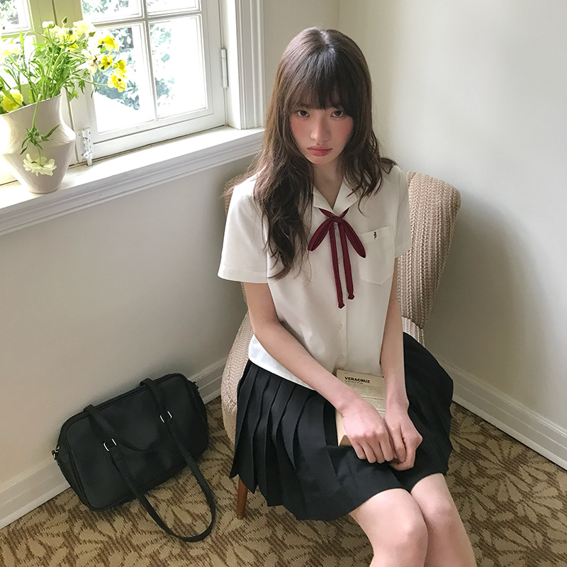 东京岁时记JK制服衬衣短袖白衬衫甜美可爱衬衣穿搭短款上衣女夏季