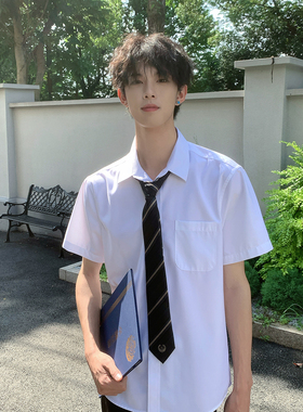 东京岁时记DK新款白桃汽水短袖衬衫学院风男制服上衣白色衬衣情侣