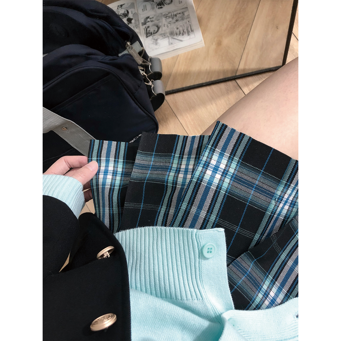 东京岁时记jk学院风开衫格裙套装