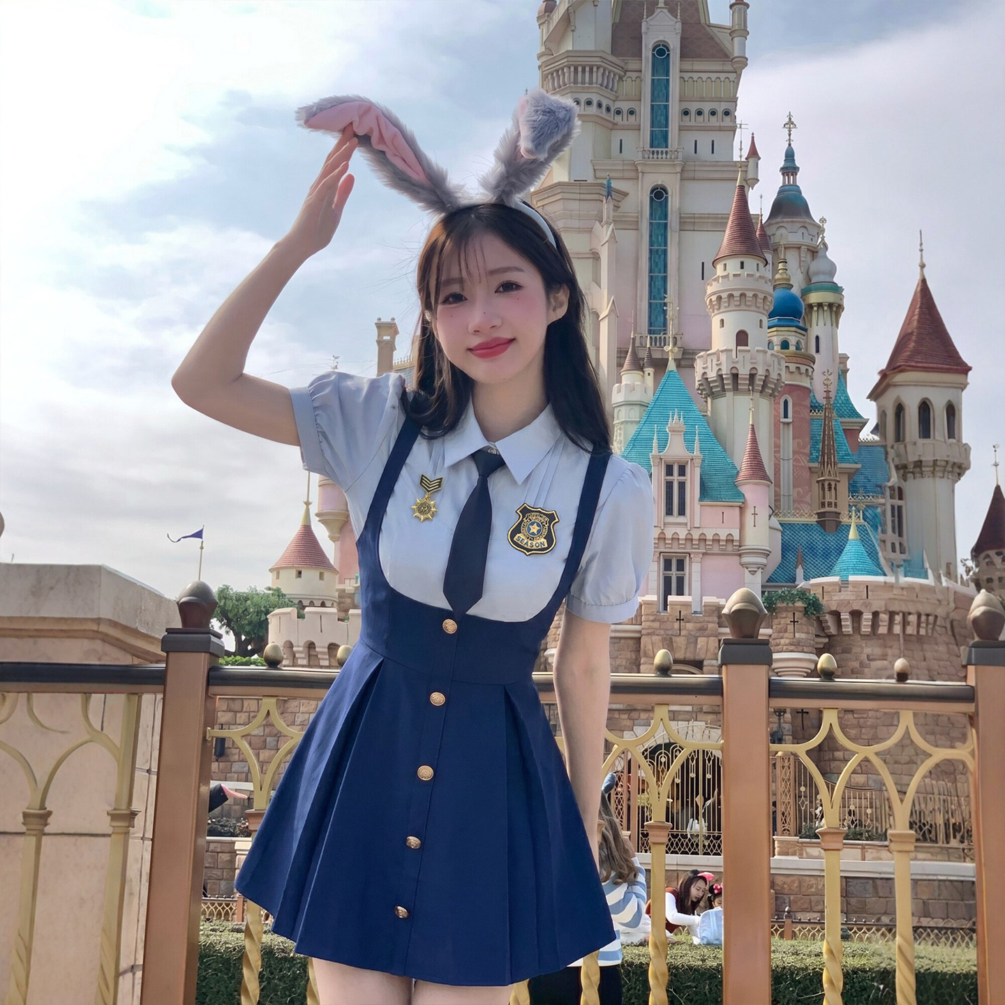 东京岁时记jk疯狂动物城连衣裙女夏季蓝色特别漂亮掐腰小裙子度假