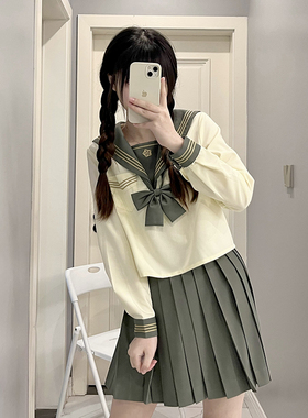 东京岁时记学院风女学生JK制服海军衬衫绿色日系水手服套装春日涧