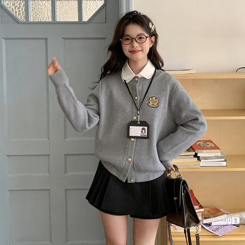 学院风慵懒针织毛衣开衫