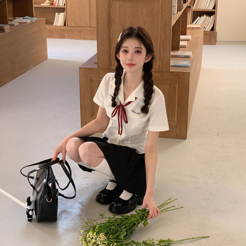 jk制服衬衫收腰显瘦上衣学院风