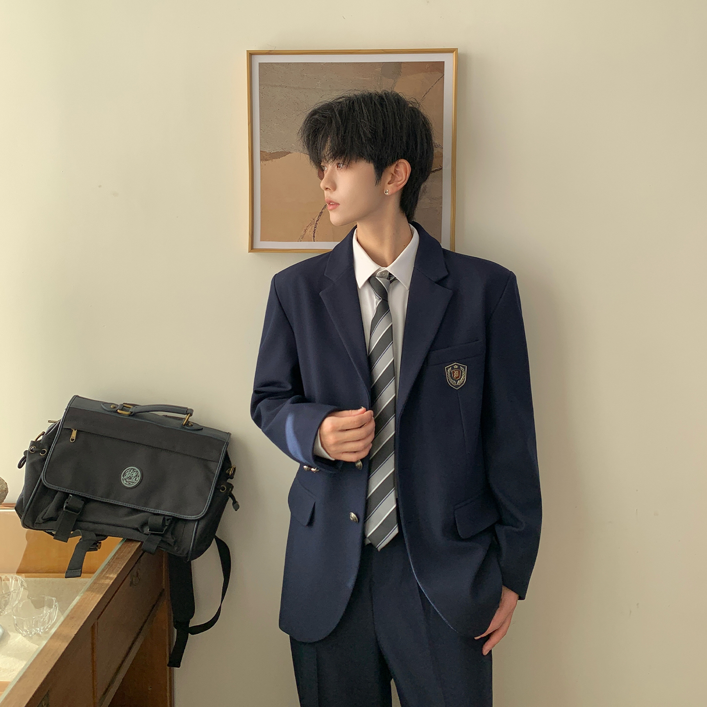 东京岁时记DK日系绀色西装外套男士学院风制服校供感秋冬新款西服