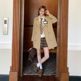 卡其色风衣女小个子学院风休闲外套女中长款 东京岁时记jk秋季 新款