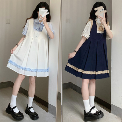 taobao agent Student pleated skirt, dress, Japanese school skirt, sleeves, with short sleeve