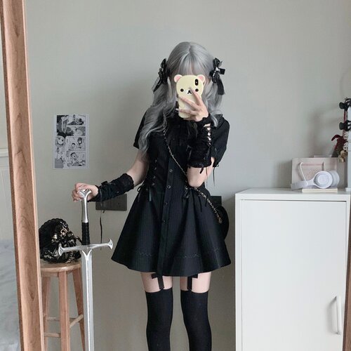 东京岁时记jk黑色连衣裙小个子女