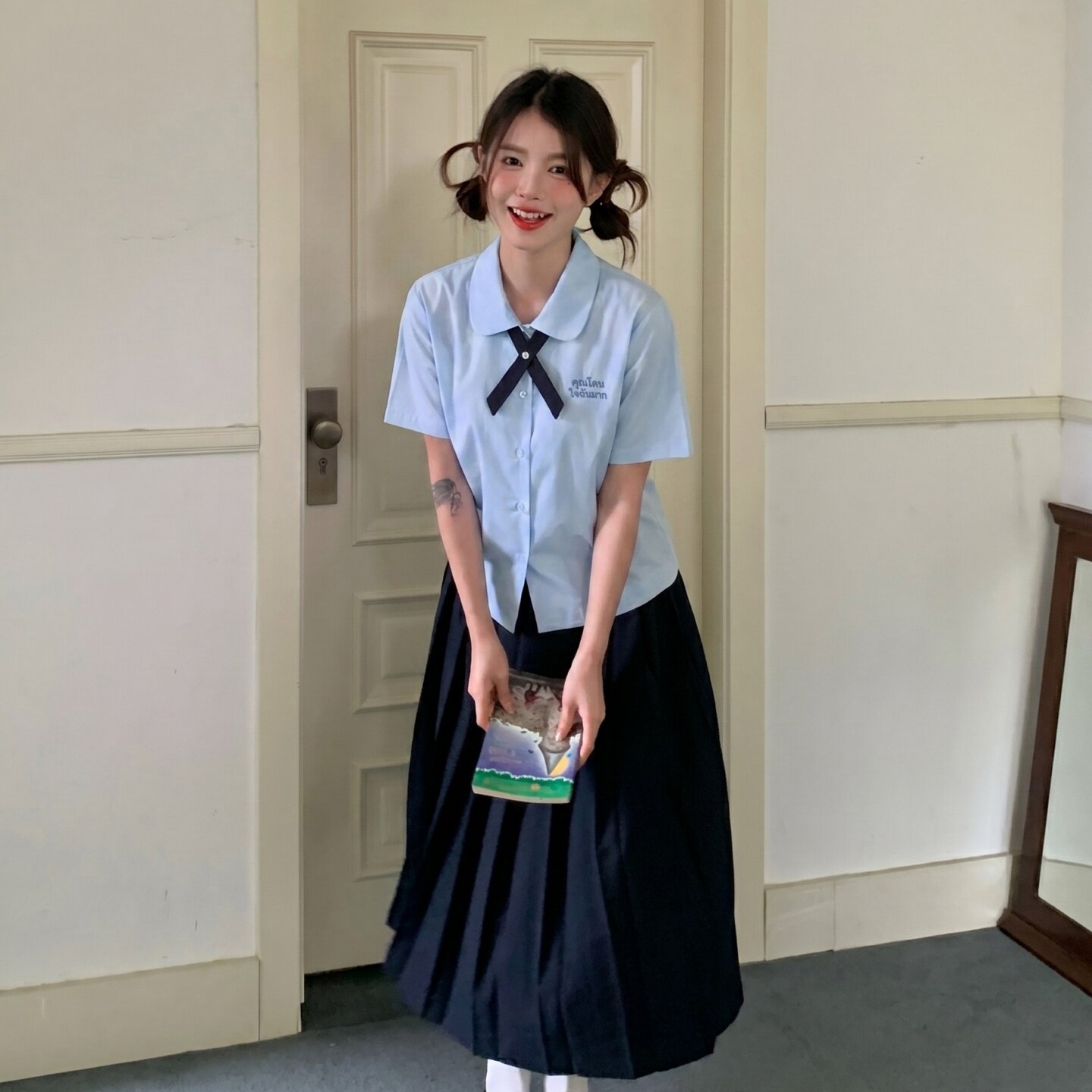 东京岁时记jk蓝色泰式衬衫泰国校服长裙制服套装学院风夏毕业季女