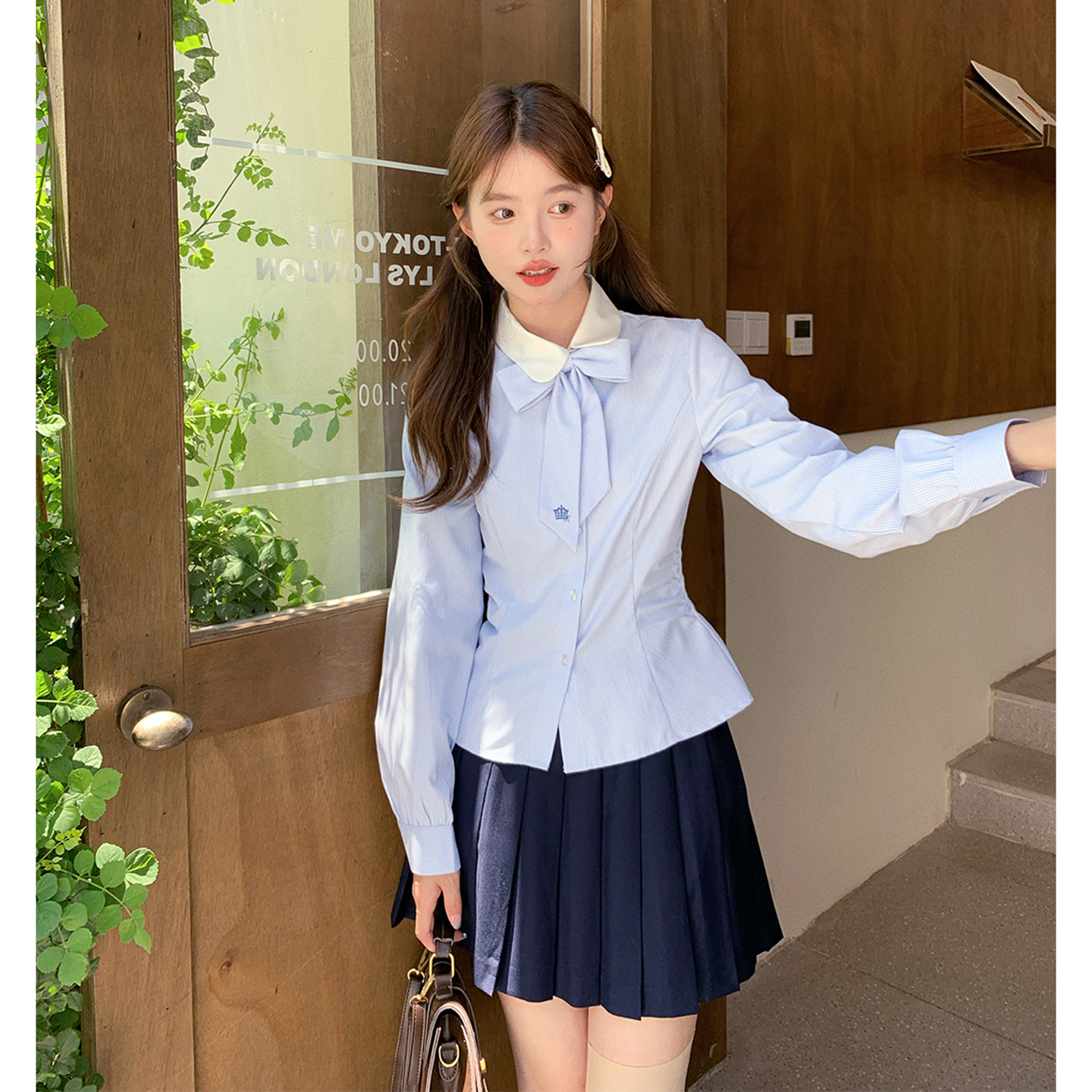东京岁时记学院风蓝条衬衫制服