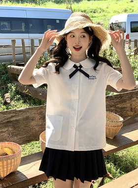 东京岁时记jk制服泰国校服衬衣夏季白色短袖学院风圆领泰式衬衫女