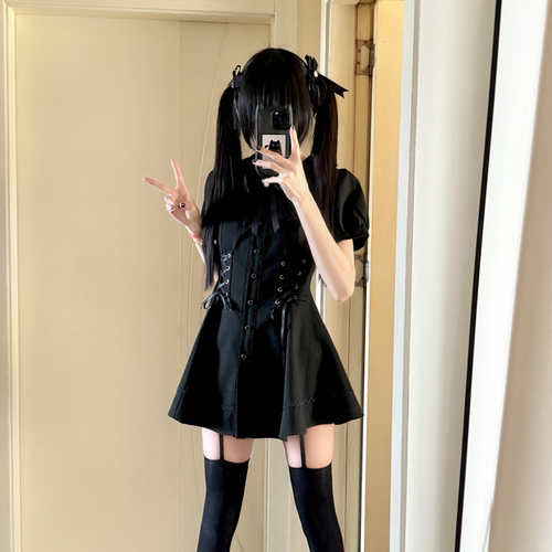东京岁时记jk黑色小香风连衣裙女
