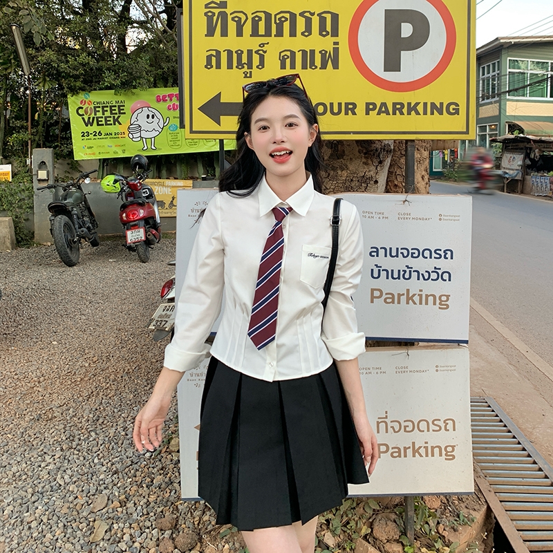 东京岁时记jk纯白色长袖衬衫