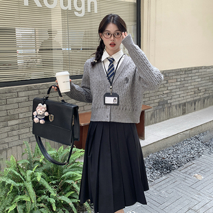 东京岁时记jk毛衣慵懒风外套女校供学院风灰色针织开衫 女 初秋上装