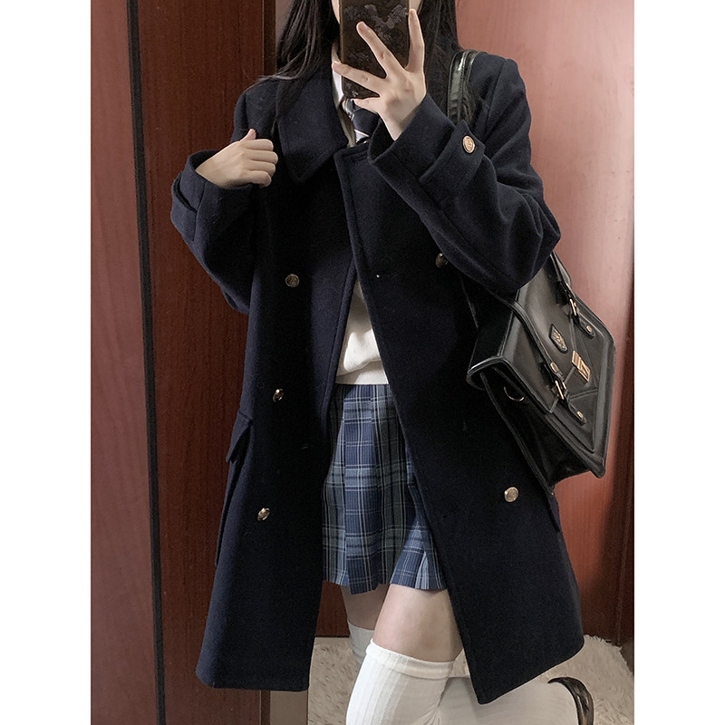 东京岁时记JK日系双排扣毛呢大衣