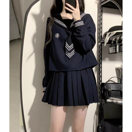 jk长袖水手服百褶裙套装