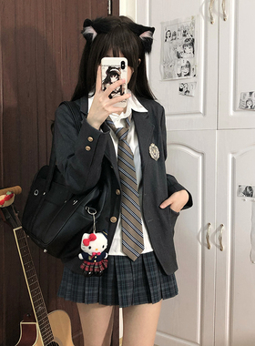 原创正版JK西装女灰色制服校供学院风西服外套藤川中东京岁时记jk