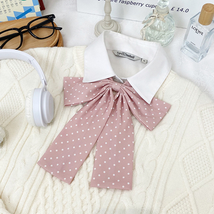 制服手作小物 东京岁时记jk超大粉色波点长柄少女鬼怪领结学生衬衫