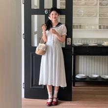 东京岁时记jk日系连衣裙女小个子气质长裙海军领长款白色裙子夏季