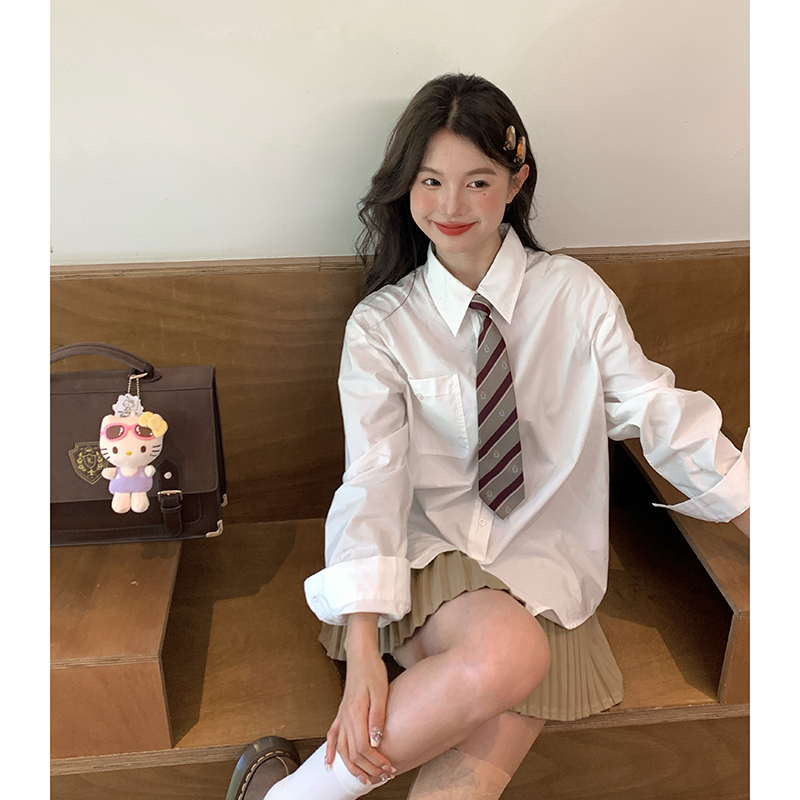 东京岁时记jk制服长袖衬衫女白色日系学院风宽松版女初秋穿搭新款