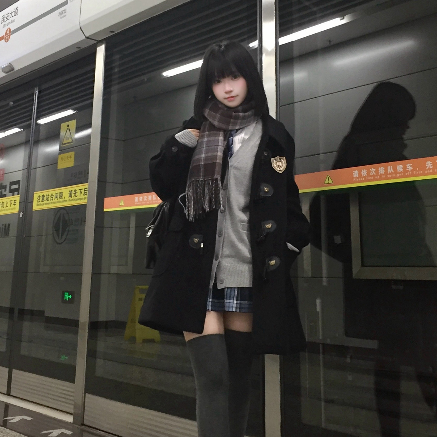 东京岁时记jk学院风黑色毛呢外套