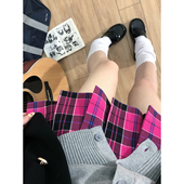 东京岁时记jk日系学院风少女格裙套装 百褶裙 莓果酱短裙小个子夏季