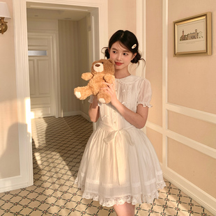 东京岁时记jk夏季 连衣裙小个子少女可爱蕾丝花边短裙 白色初恋短袖